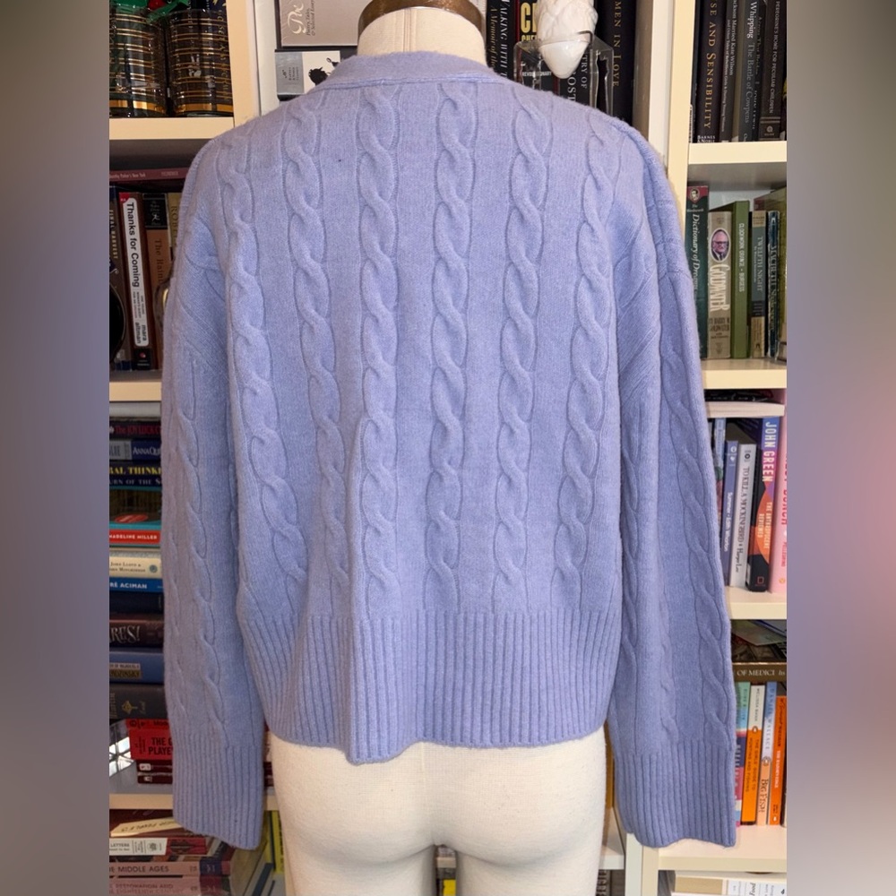 Zara Lilac Purple V Neck Cable Knit Cardigan - Picture 2 of 5